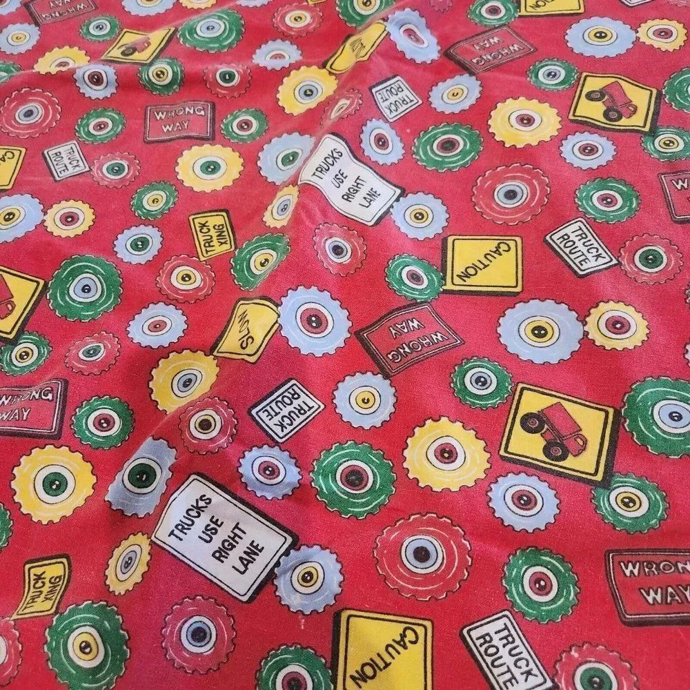 Vintage Red Flat Sheet Construction Signs Wheels Trucks Crafting Cutter